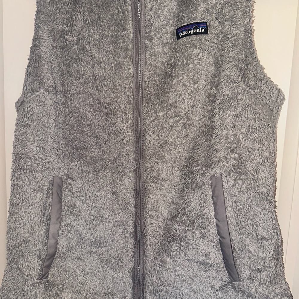 Patagonia Gray Sherpa Fleece Vest Women’s Large Full Zip Outdoor Hiking